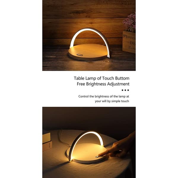 Dimbar LED-sänglampa med trådlös laddning, USB-driven, touch-kontroll för sovrum, studie, kontor
