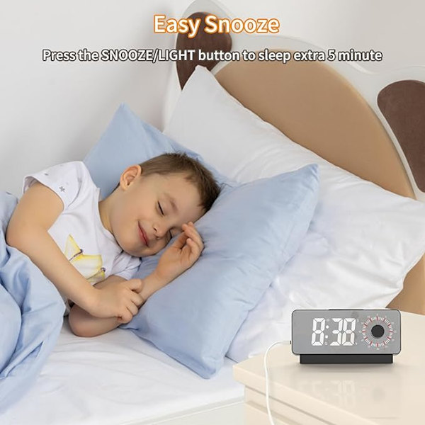 Digital klocka, väckarklocka med timer, snooze, morgonväckarklocka w