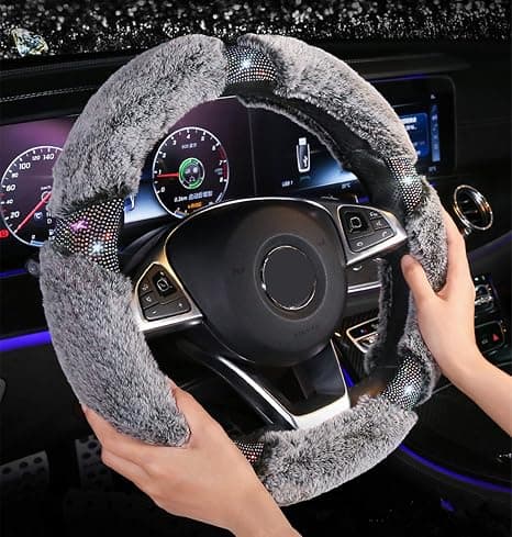 Diamant plyschfiber rattmuff kristall strass vinter varm grå
