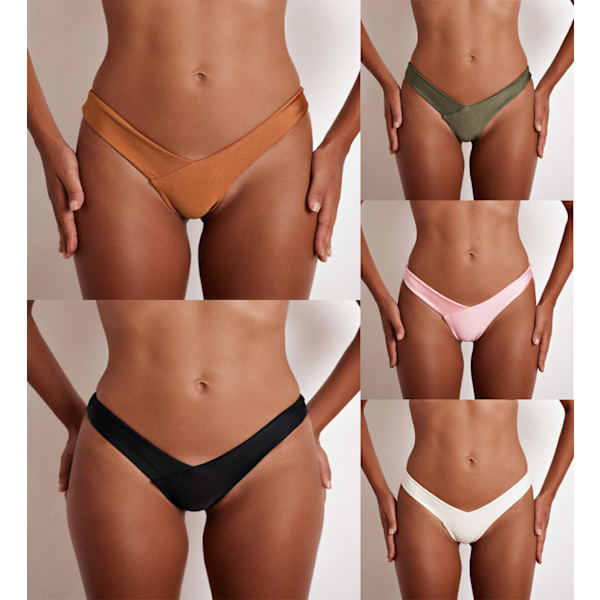 5 stk. Dame Bikini Bukser Højtaljede Badetøj Binde Knude Foran