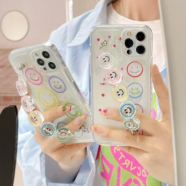 Cartoon söt Smiley Transparent telefonfodral Kompatibel med iPhone