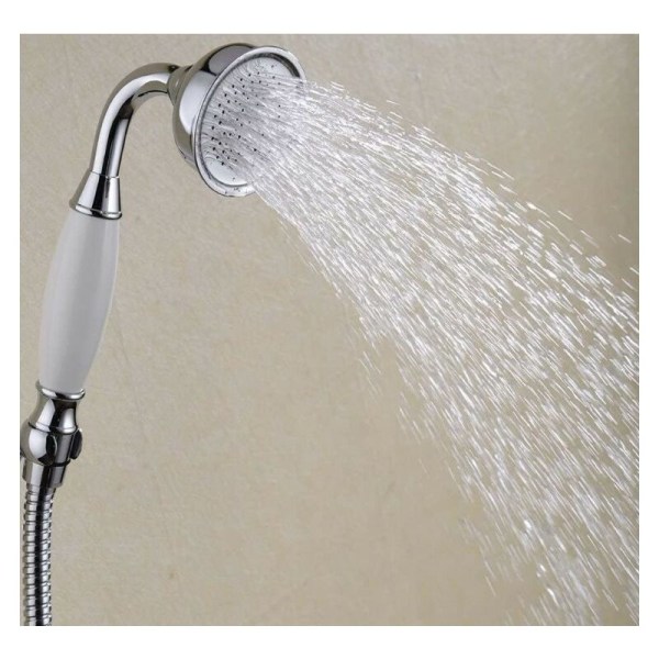 Shower head Brass shower with white handle and hose (without hand