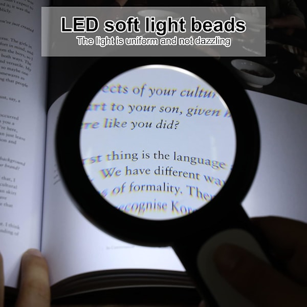 Läsglas, 30X förstoringsglas med 18 LED-lampor Handhållen