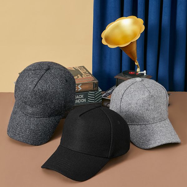 Baseballcaps, Ull Baseball Cap Utendørshatt for Store Hoder, Vintervarm Pappahatt Justerbar