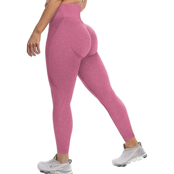 Yogabyxor med hög midja för kvinnor Stretchträningsleggings, S, rosa