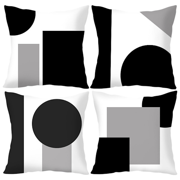 Sett med 12 geometriske putetrekk, 45x45cm (12 forskjellige stiler)