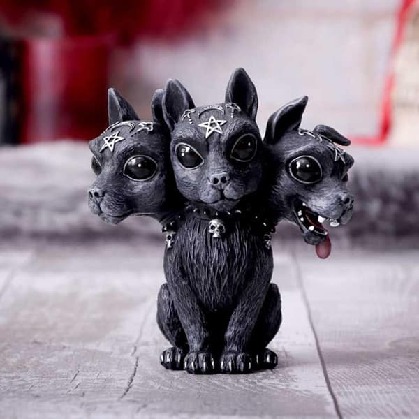 1 Pack Big Bacchus Trehövdad hundstaty Hartshantverk