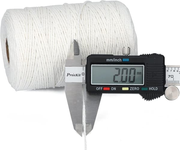 Makramé-snor bomullstråd hvit 2mm x 200M for håndverk, matlaging, kjøttbinding, innpakning