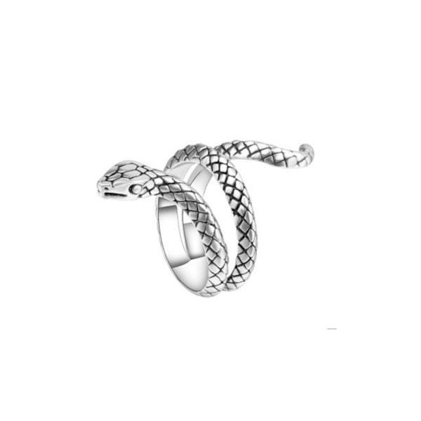 Vintage sølvslange ring gotisk punk justerbar åben ring til mænd og kvinder