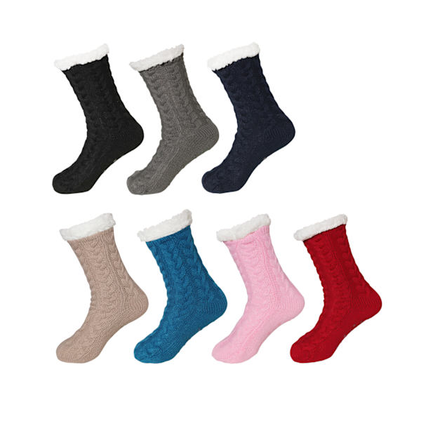 Damtofflor med halkfri sula - Vintervarma, mjuka, mysiga, luddiga fleece-