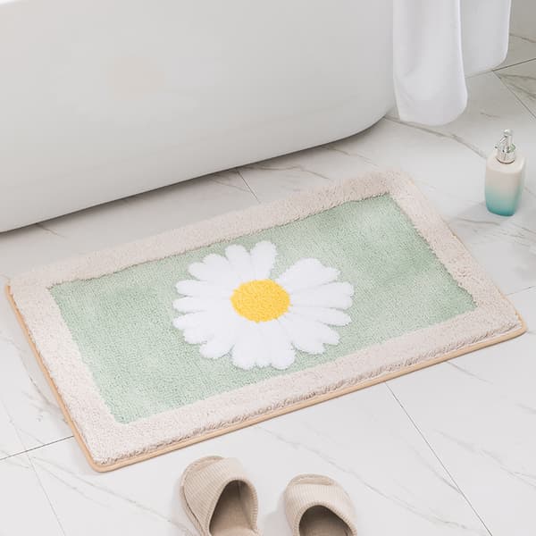 Daisy Absorberende Bademåtte, Polyester Fluffy Bademåtte, Absorberende Brusebadsmåtte, Maskinvaskbar, 45*65CM