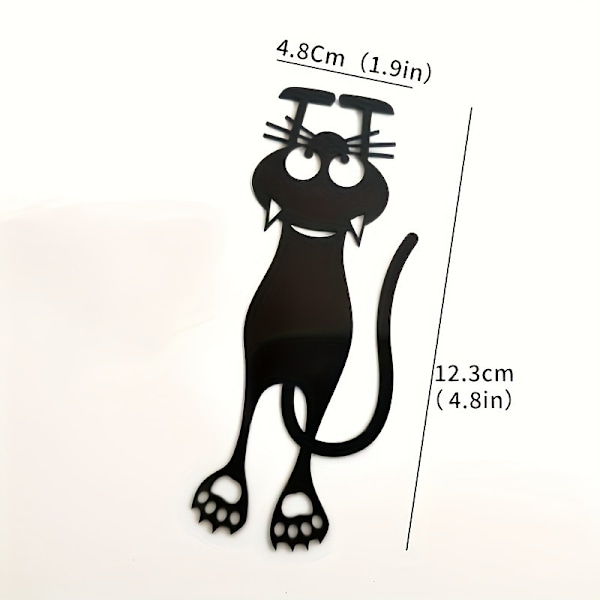 Curious Cat -kirjanmerkki, musta kissa, 12 cm, muovi