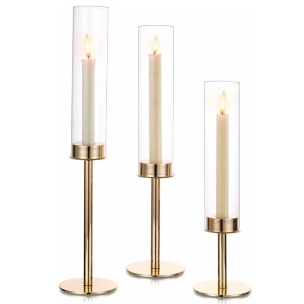 Stycken Metall Ljusstakar Guld Ljusstake, Avsmalnande Ljusstake, Stor Bottenlös Cylinder Ljusstake, Bröllopsfest Bordsdekoration Matsal