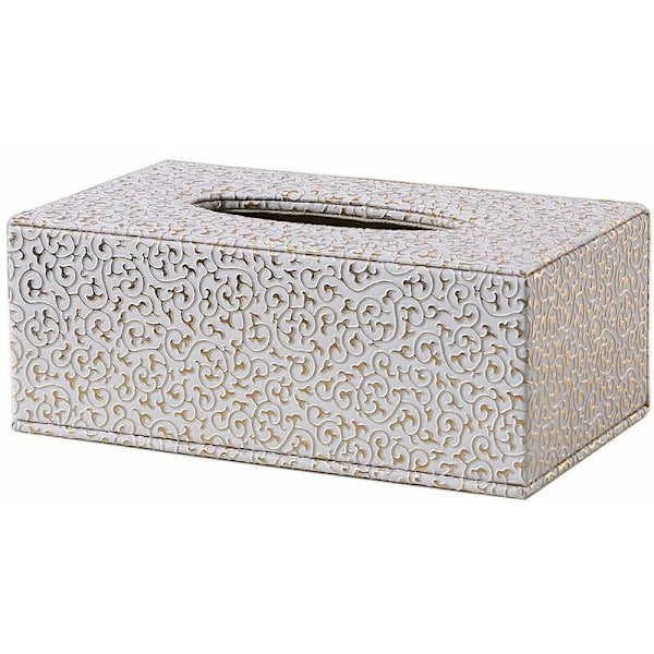 Rektangulär läder servettbehållare för hem/kontor/bil (guld)