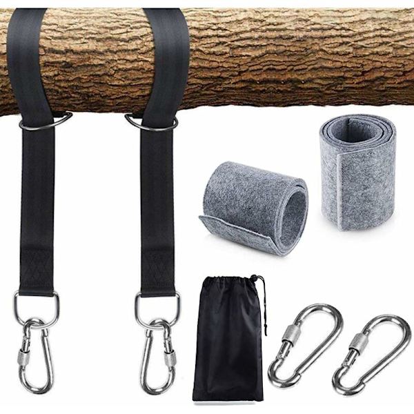 Swingtilbehør, 1 par hengekøyreimer for swingtilbehør, med 2 D-formede kroker og 2 trebeskyttere