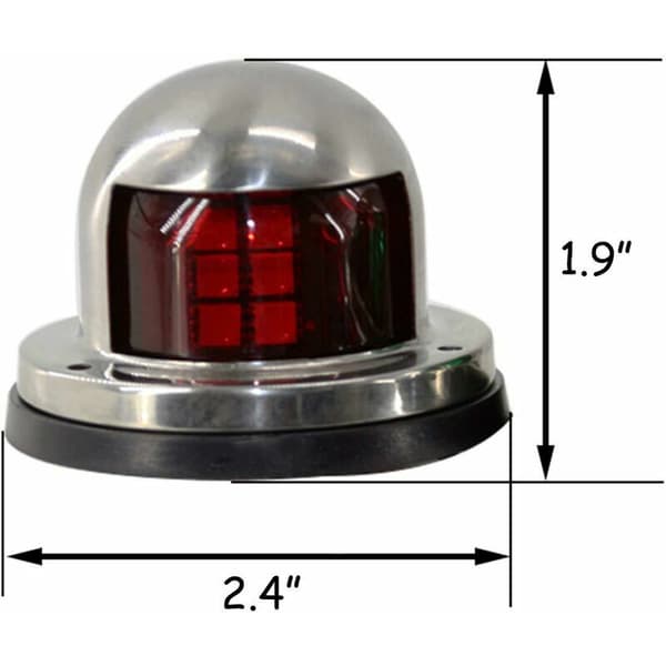 Universal 12V rustfritt stål rød+grønn LED navigasjonslys for