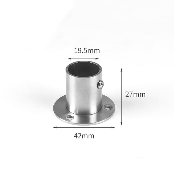 4-pack Garderobsstångsbeslag i rostfritt stål med fläns, 20 mm