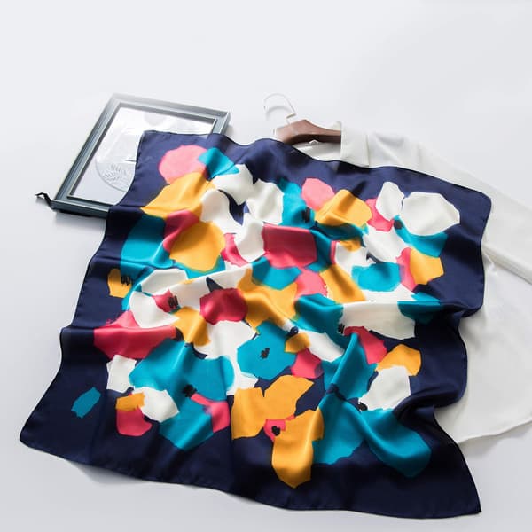 3 stk Silke Touch Skjerf Medium Square Satin Bandana Kvinner 70 × 70cm Blå+rosa+rød