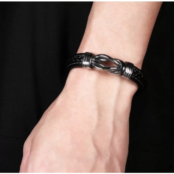 Läderarmband för män med magnetlås i rostfritt stål