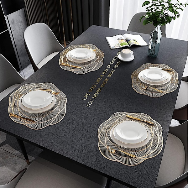 Set med 6 vaskbare PVC-brikker, vinyl runde, jul, bryllup, middag,