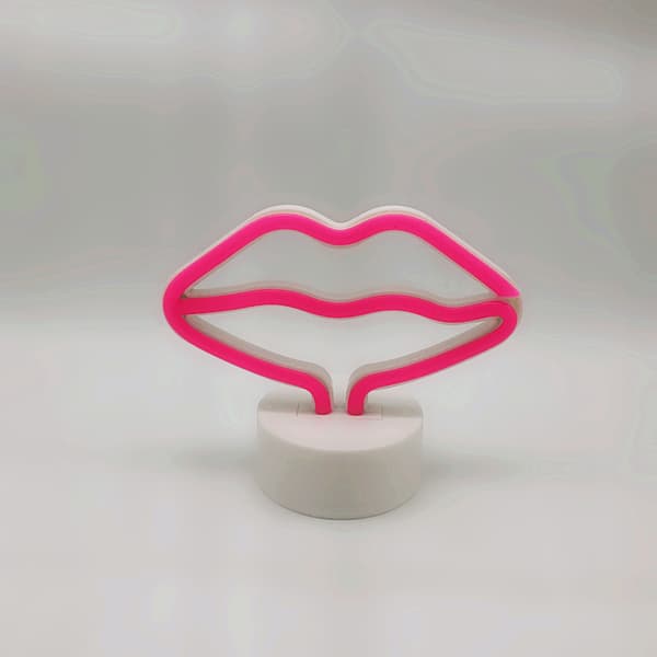 Läppformade LED-neonskyltar Ljus, PVC-plast Rosa Läppformad Neon