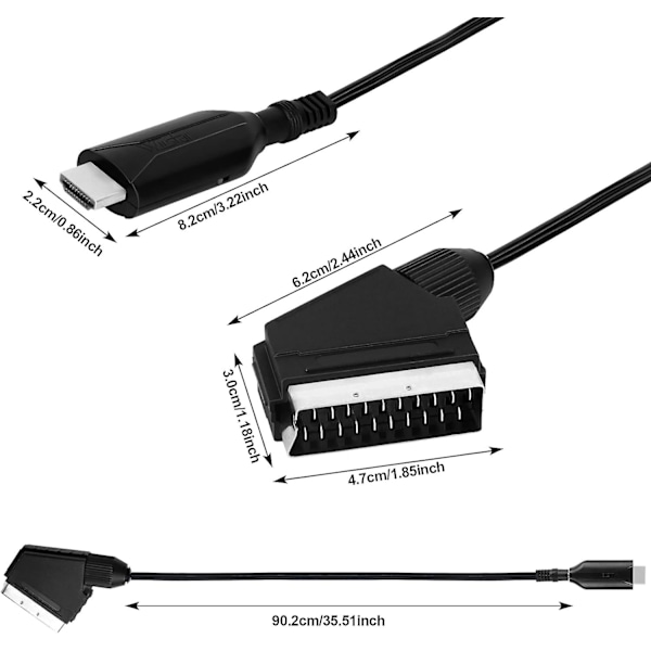 SCART till HDMI-omvandlare, SCART till HDMI-kabel, Allt-i-ett Scart till HDMI-omvandlare, 1080P/720P Video Audio-omvandlare