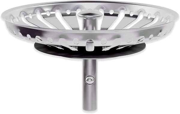 Diskho Avloppssil 84mm - Universal Rostfri Stålsil, Pop-Up Korgpropp, 32mm Stift - Diskmaskinsäker, Ingen Täppning & Inget Överflöde
