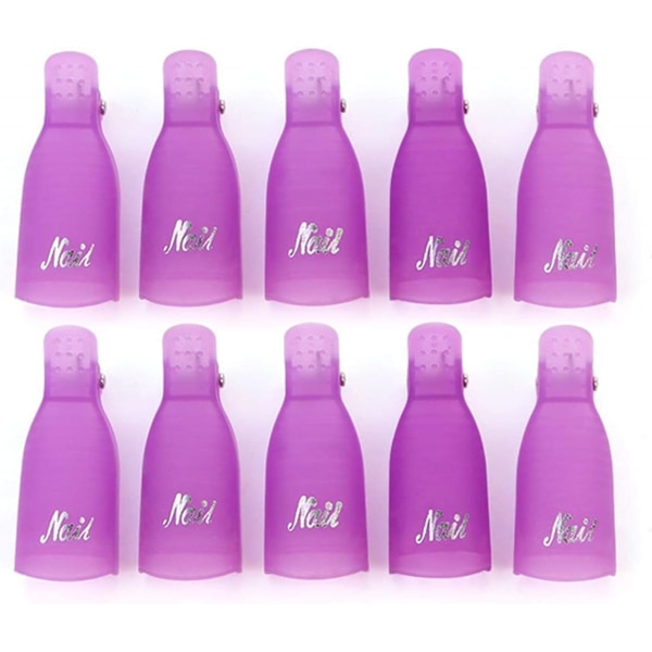 Neglefjerner værktøj, negletang wrap neglespænder sæt negl remover neglekunst soak off clip manicure kit 10 stk. (lilla)