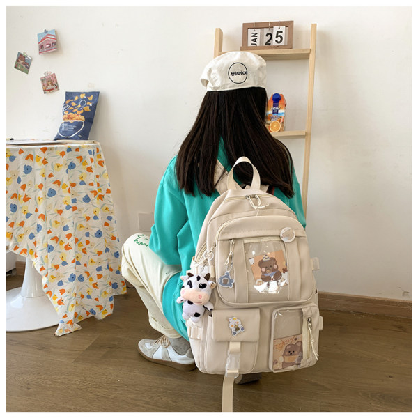 Kawaii ryggsäck med stift Kawaii skolryggsäck söt estetisk B
