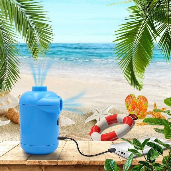Mini elektrisk pump, USB bärbar camping elektrisk luftpump, snabb uppblåsare och tömmare, 3 munstycksmunstycke för luftpoolleksaker