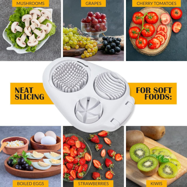 Egg slicer for hard-boiled eggs - 3 slicing modes, handy, robust stainless steel
