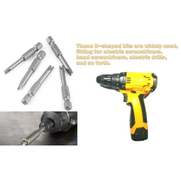 Borrchuck S2 Legering Stål U-formad Skruvmejsel Bits 1/4 Hex Shan