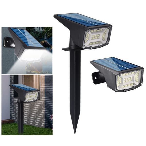 2-pakning, 50 LED solcellelamper utendørs vanntett IP66 solcellelamper