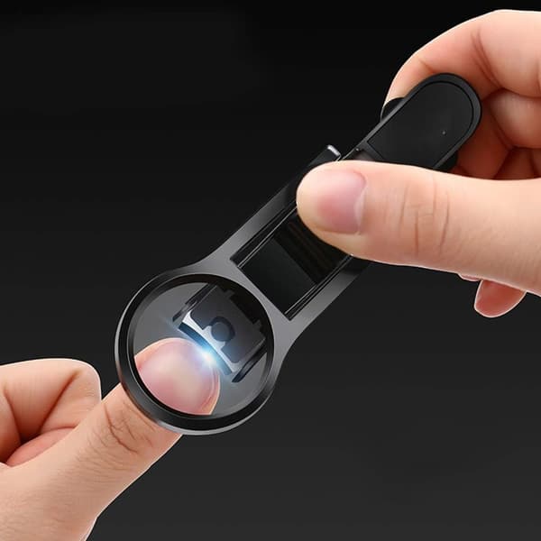 Nagelklippare med fällbart förstoringsglas och LED-ljus, finger