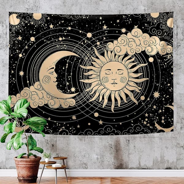Sol og måne gobelin æstetik Sol og måne gobelin Sort mørk