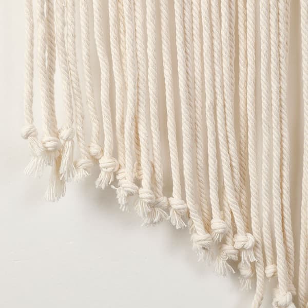 Set av 2 handvävda fransväggbonader - Bomulls väggdekor, (Beige,Orange)