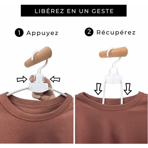 Foldbare kleshengere, sett med 5, hvite, ergonomisk anti-deformasjon design