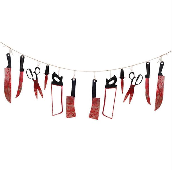 Halloween-dekor med blodige våpenbannere