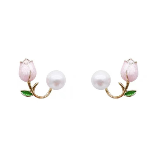 Tulip Øredobber Franske Kvinner Perle Stud Smykker Tilbehør Korea