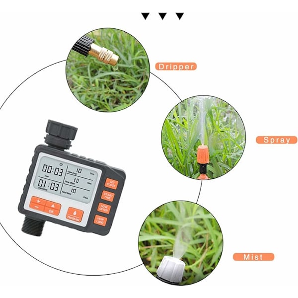 Vanning Timer - 3/4 Sprinkler Digital LCD Programmerbar Timer Automatisk Hage Tråd Vanning med Vanntett Deksel - 011