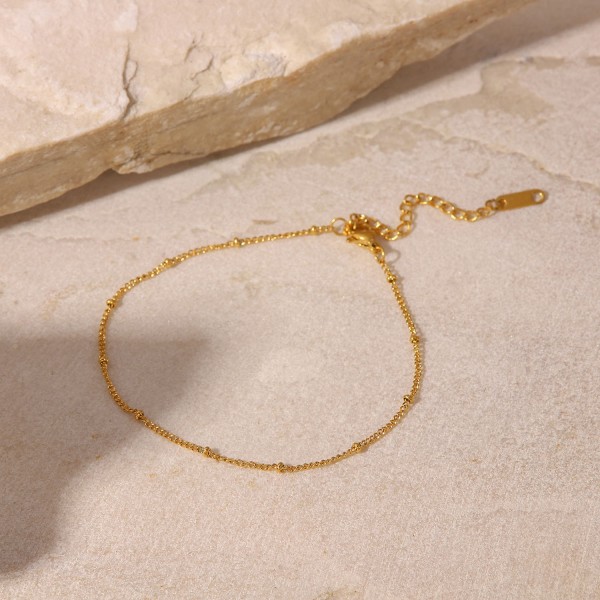 Gold Charm Anklet, 2pcs Gold Boho Beach Delicate Cute Little Luck