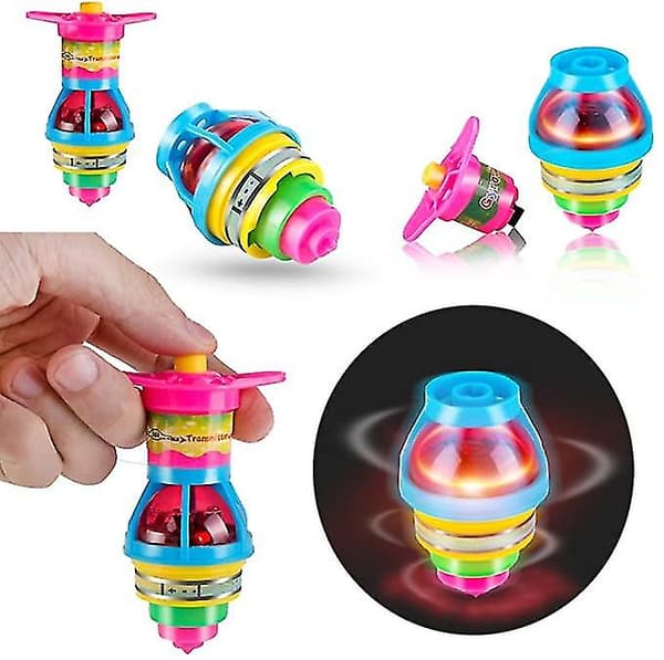 Led lysende blinkende ufo snurrende toppe (4 stk.)