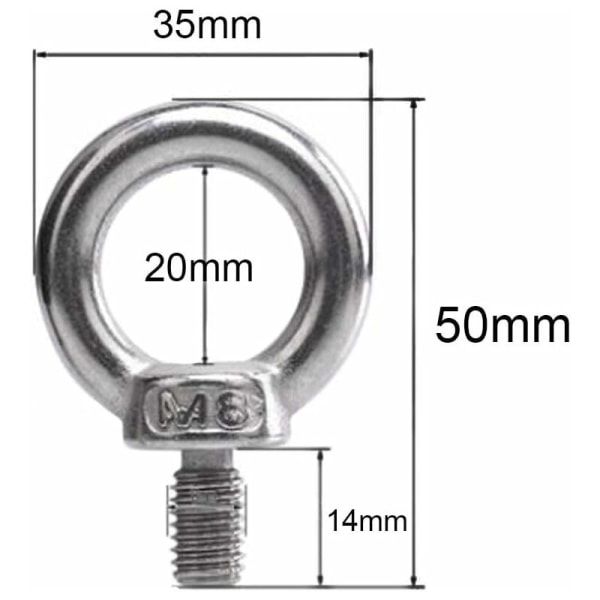 Ögonbultar M8 304 Rostfritt Stål Lyfthålsbult Lyftan Scr