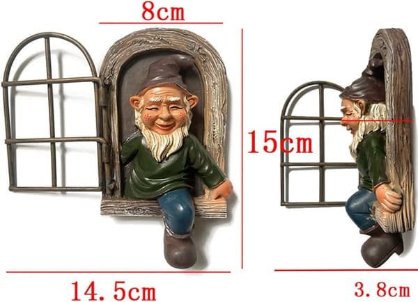 Elf Ut Dörren Trädkram, Mini Trädgårdsträd Gnome Nyckfull Trä