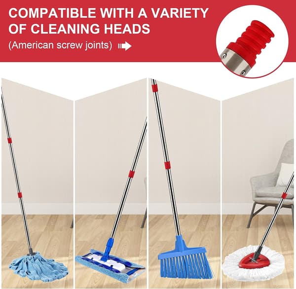 Spin Mop 4-seksjoners utskiftbart håndtak 58\" Kompatibel med Spin Mop Base