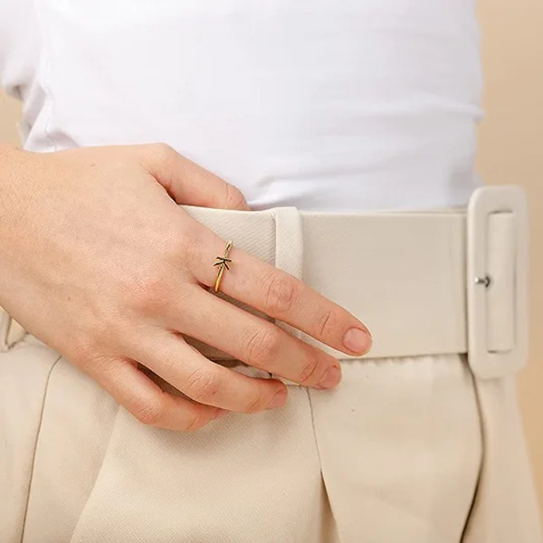 14K Guldpläterad Initial Justerbar Ring | Dam Initial Ring | Fasion Ring Kvinnor