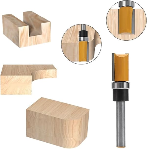 Fresebits for jevn trimming med 6,35 mm skaft, fresebits for jevn trimming, 3 størrelser