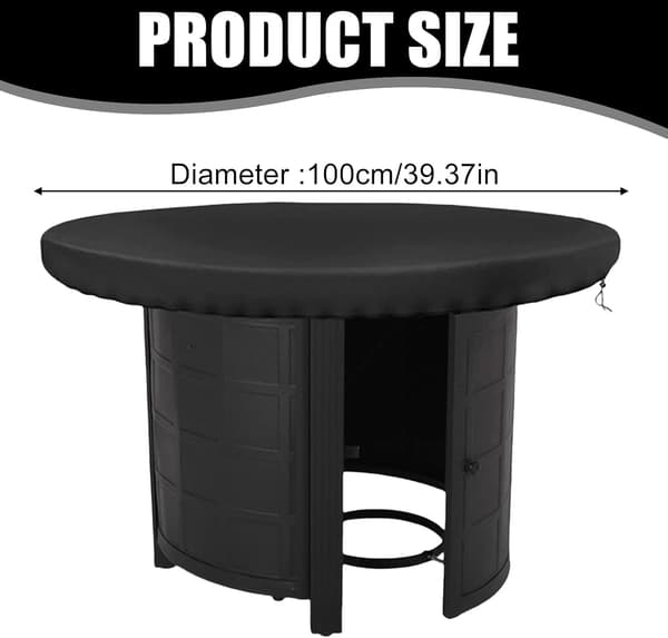 100 cm Eldstadstäcke, 420D Runt Eldstadstäcke, Vattentätt, UV-skydd, för Runda Utomhusbord, Eldstad och Grillplatta