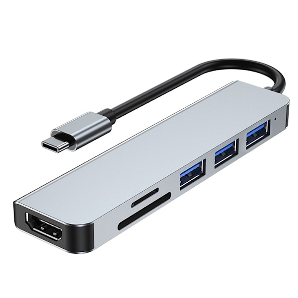 USB C Hubb, USB C Adapter för MacBook, 6 i 1 USB Typ-C till HDMI 4K Multiport Hubb Kompatibel med Typ-C Laptops som MacBook Pro, Dell XPS, Chromeboo