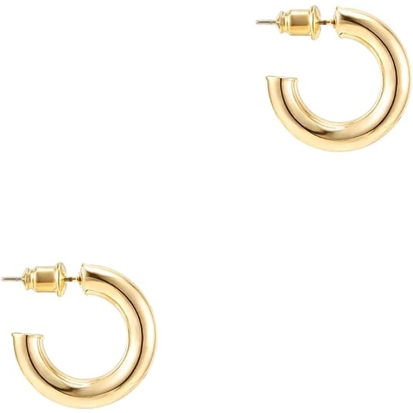 Guldfarvede lette chunky åbne bøjler | Gold Hoop øreringe til kvinder Guld